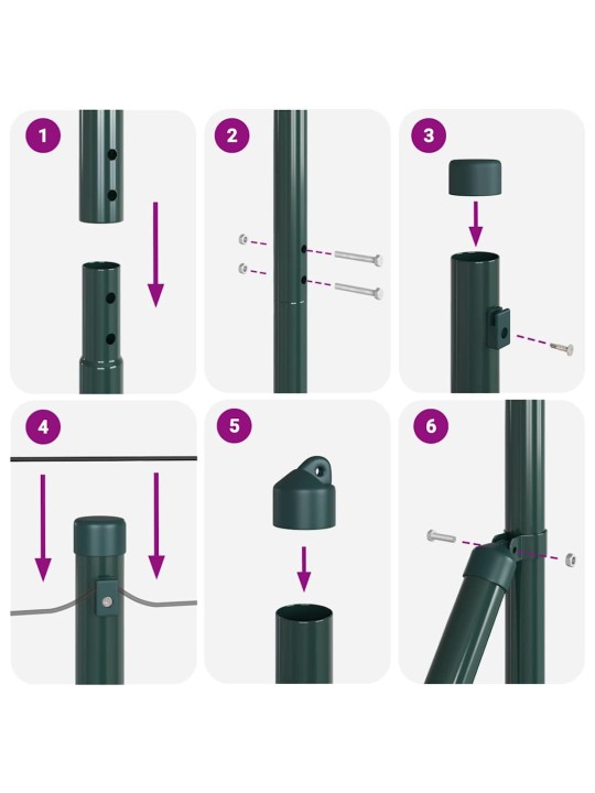 Žogs ar stabiem. pelēka 1.6 x 50 m pvc pārklāts tērauds