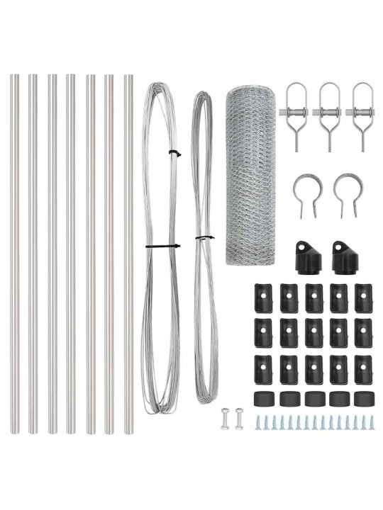 Žogs ar stabiem. sudraba 0.6 x 10 m pvc pārklāts tērauds