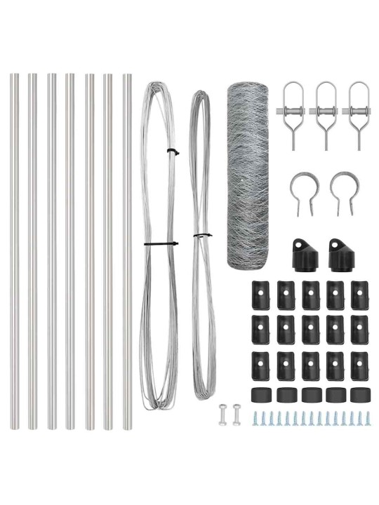 Žogs ar stabiem. sudraba 0.6 x 10 m pvc pārklāts tērauds