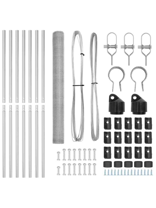 Žogs ar stabiem. sudraba 1.5 x 10 m pvc pārklāts tērauds