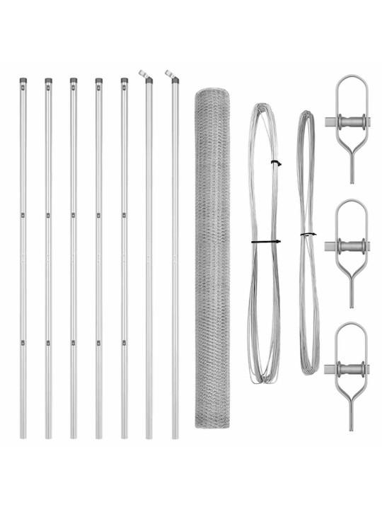 Žogs ar stabiem. sudraba 1.6 x 10 m pvc pārklāts tērauds
