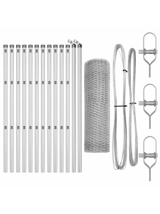 Žogs ar stabiem. sudraba 0.8 x 25 m pvc pārklāts tērauds