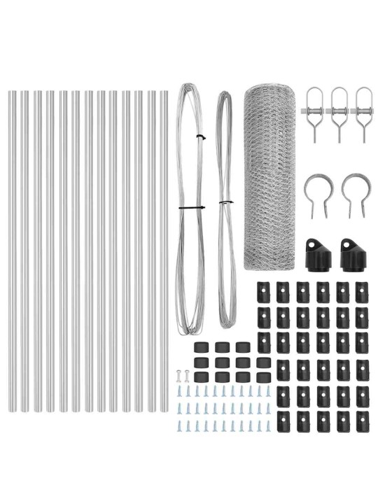 Žogs ar stabiem. sudraba 0.8 x 25 m pvc pārklāts tērauds