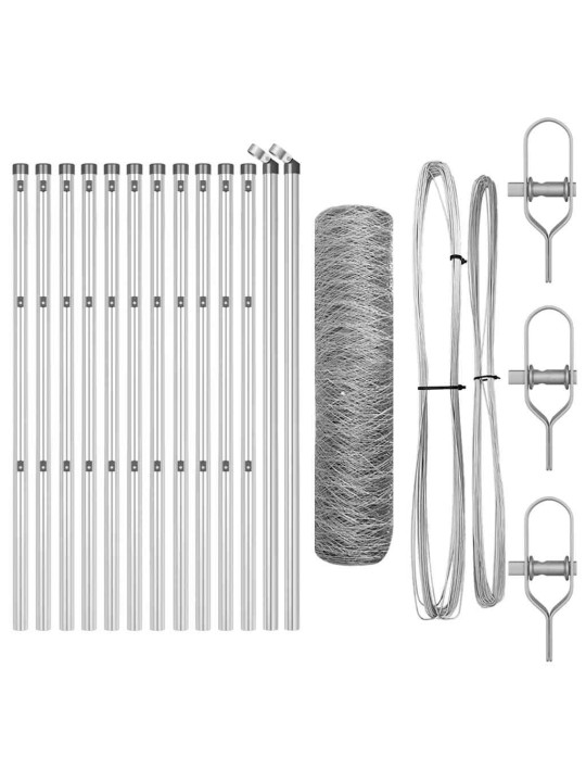 Žogs ar stabiem. sudraba 0.8 x 25 m pvc pārklāts tērauds