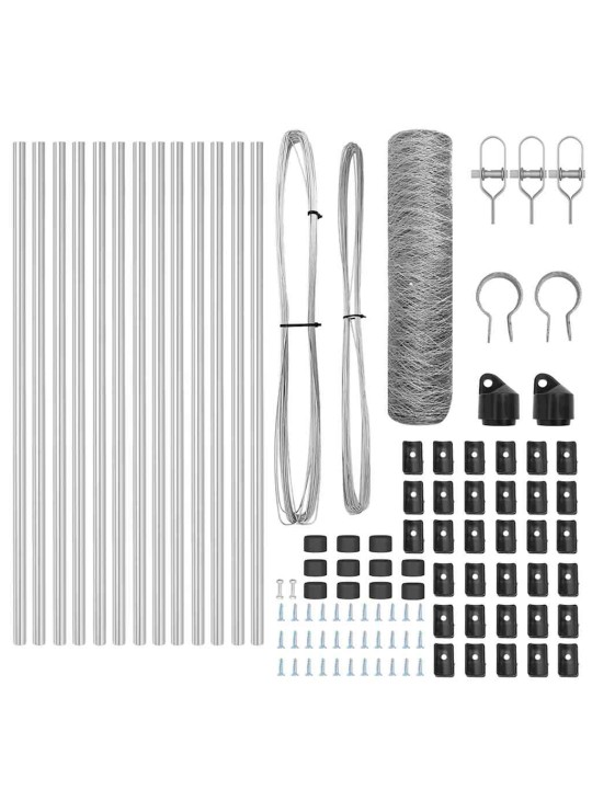 Žogs ar stabiem. sudraba 0.8 x 25 m pvc pārklāts tērauds