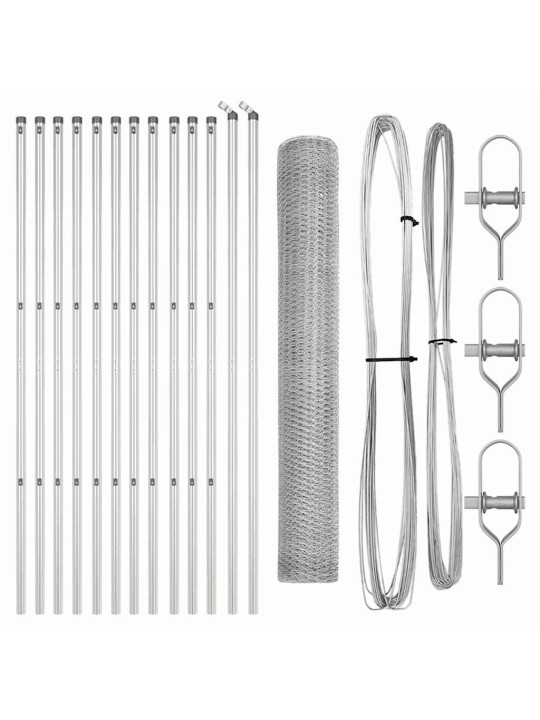 Žogs ar stabiem. sudraba 1.4 x 25 m pvc pārklāts tērauds