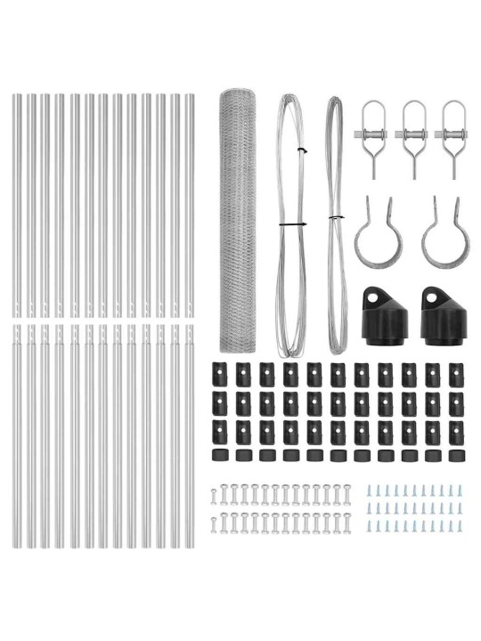 Žogs ar stabiem. sudraba 1.4 x 25 m pvc pārklāts tērauds