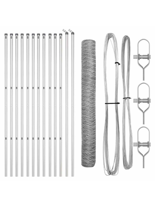 Žogs ar stabiem. sudraba 1.4 x 25 m pvc pārklāts tērauds
