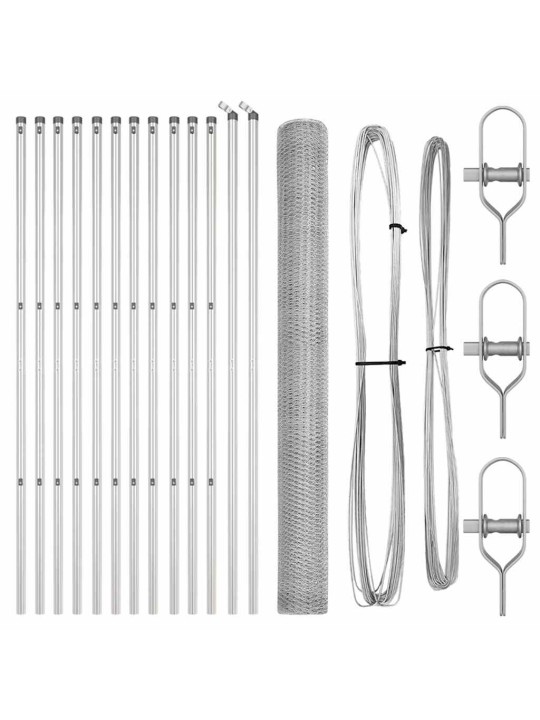 Žogs ar stabiem. sudraba 1.6 x 25 m pvc pārklāts tērauds