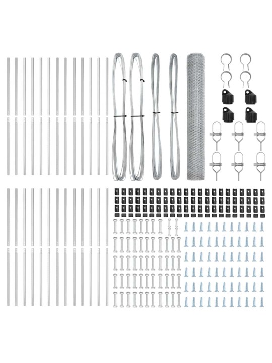 Žogs ar stabiem. sudraba 1 x 50 m pvc pārklāts tērauds
