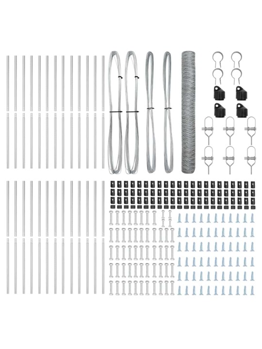 Žogs ar stabiem. sudraba 1 x 50 m pvc pārklāts tērauds