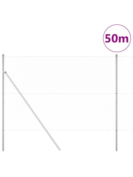 Žogs ar stabiem. sudraba 1.6 x 50 m pvc pārklāts tērauds