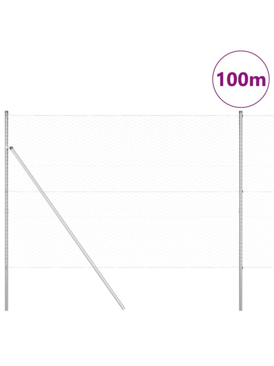 Žogs ar stabiem. sudraba 1.6 x 100 m pvc pārklāts tērauds