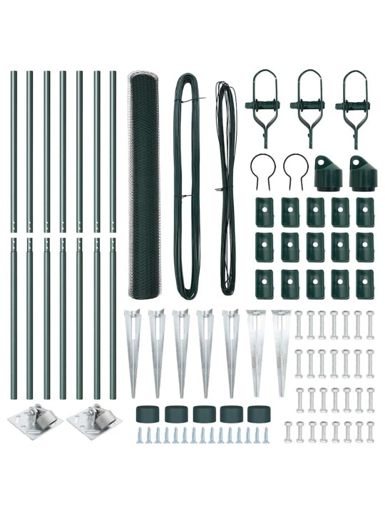Žogs ar stabiem. zaļa 1.2 x 10 m pvc pārklāts tērauds