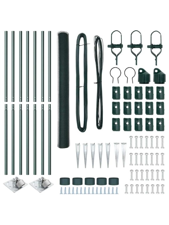 Žogs ar stabiem. zaļa 1.5 x 10 m pvc pārklāts tērauds