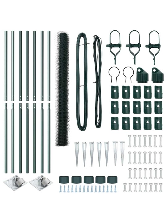 Žogs ar stabiem. zaļa 1.5 x 10 m pvc pārklāts tērauds