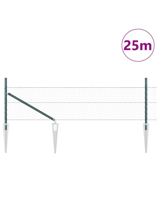Žogs ar stabiem. zaļa 0.5 x 25 m pvc pārklāts tērauds