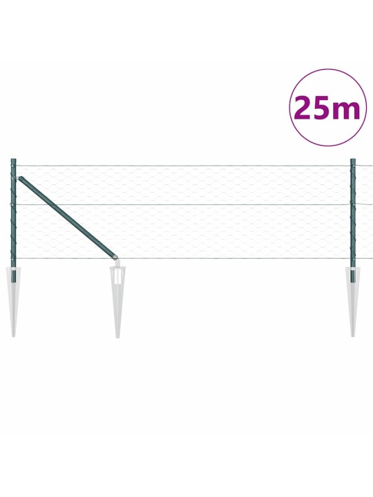 Žogs ar stabiem. zaļa 0.8 x 25 m pvc pārklāts tērauds