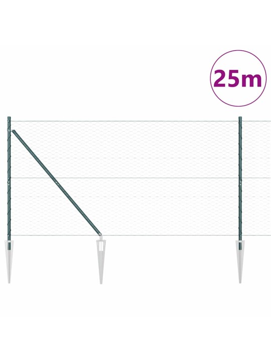 Žogs ar stabiem. zaļa 1.2 x 25 m pvc pārklāts tērauds