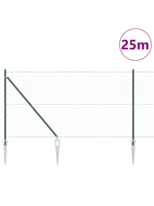 Žogs ar stabiem. zaļa 1.4 x 25 m pvc pārklāts tērauds