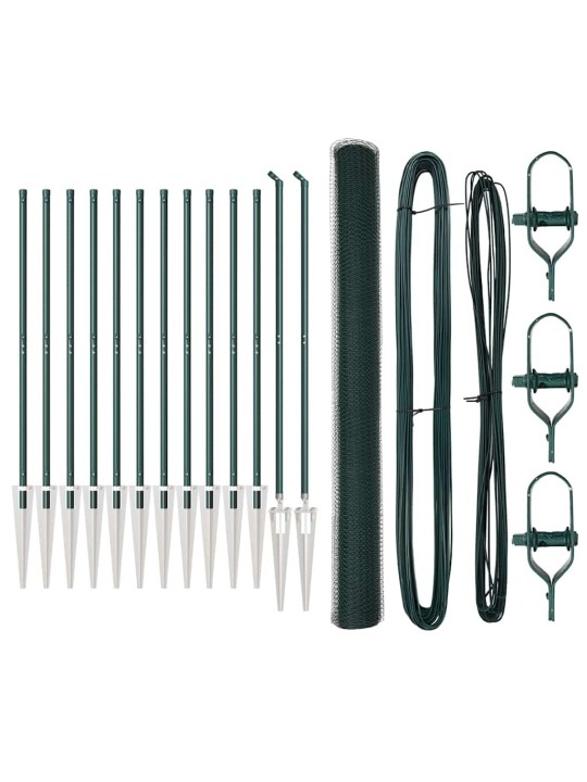 Žogs ar stabiem. zaļa 1.6 x 25 m pvc pārklāts tērauds