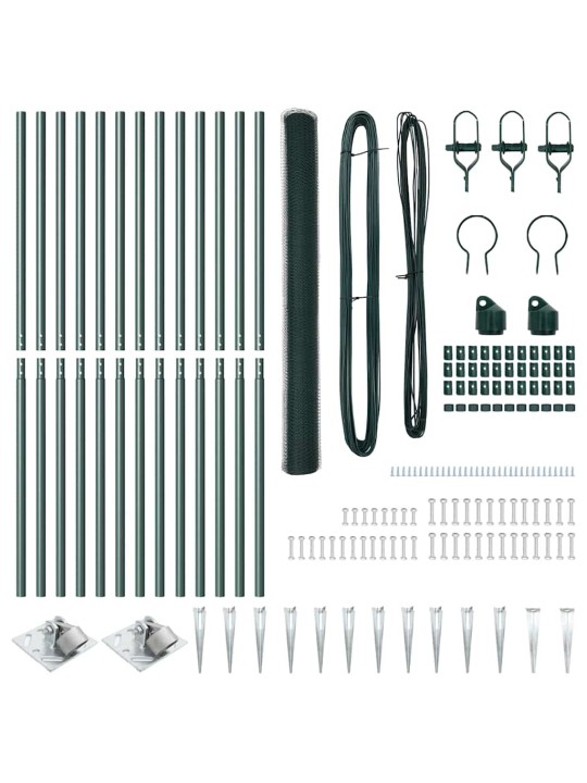 Žogs ar stabiem. zaļa 1.6 x 25 m pvc pārklāts tērauds
