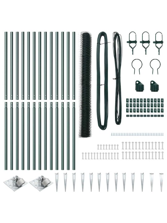 Žogs ar stabiem. zaļa 1.6 x 25 m pvc pārklāts tērauds