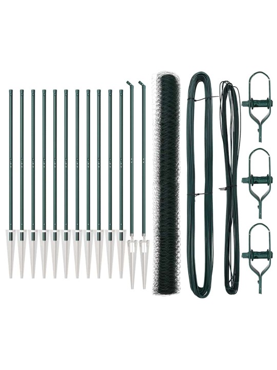Žogs ar stabiem. zaļa 1.6 x 25 m pvc pārklāts tērauds