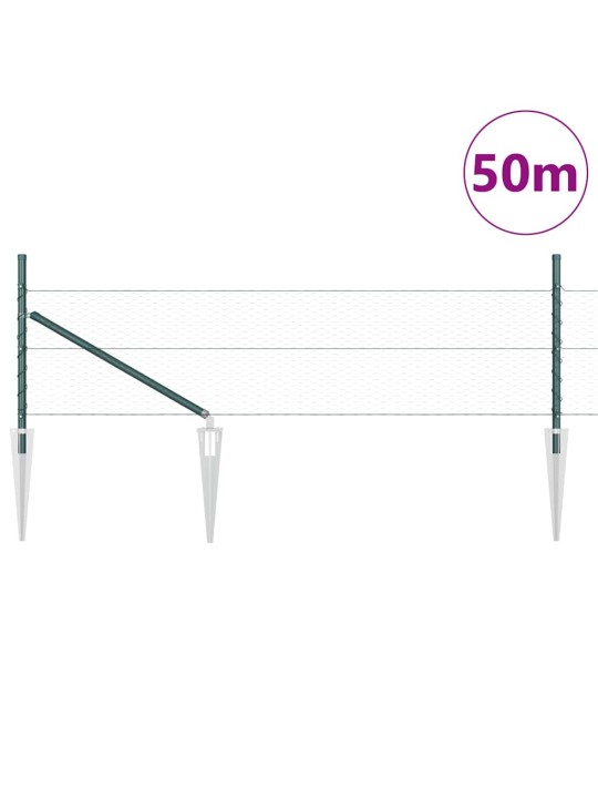 Žogs ar stabiem. zaļa 0.5 x 50 m pvc pārklāts tērauds