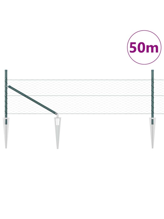 Žogs ar stabiem. zaļa 0.5 x 50 m pvc pārklāts tērauds