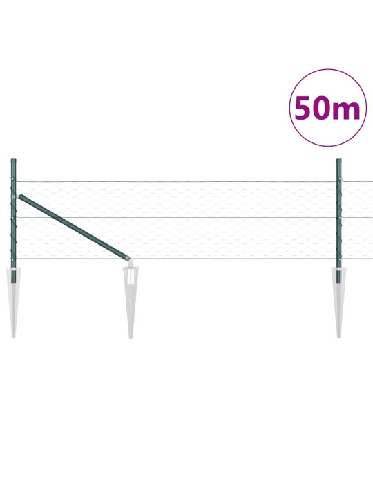 Žogs ar stabiem. zaļa 0.5 x 50 m pvc pārklāts tērauds