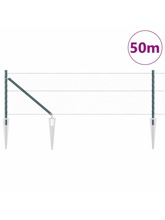 Žogs ar stabiem. zaļa 0.6 x 50 m pvc pārklāts tērauds
