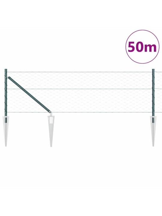 Žogs ar stabiem. zaļa 0.6 x 50 m pvc pārklāts tērauds