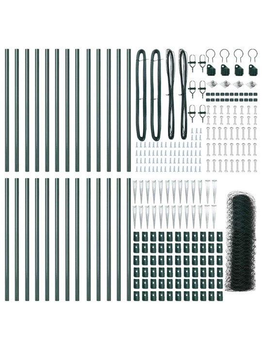 Žogs ar stabiem. zaļa 0.8 x 50 m pvc pārklāts tērauds