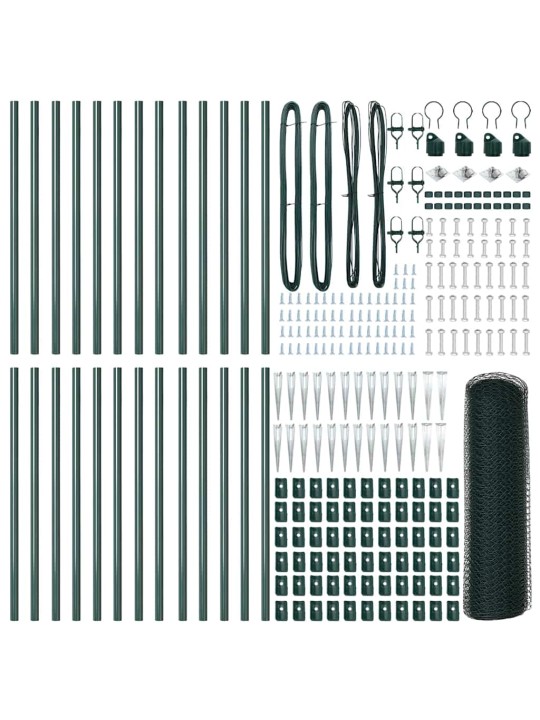 Žogs ar stabiem. zaļa 1 x 50 m pvc pārklāts tērauds