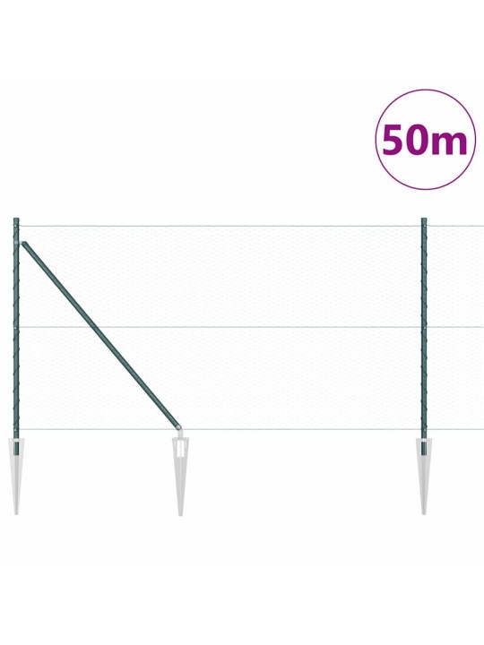 Žogs ar stabiem. zaļa 1 x 50 m pvc pārklāts tērauds
