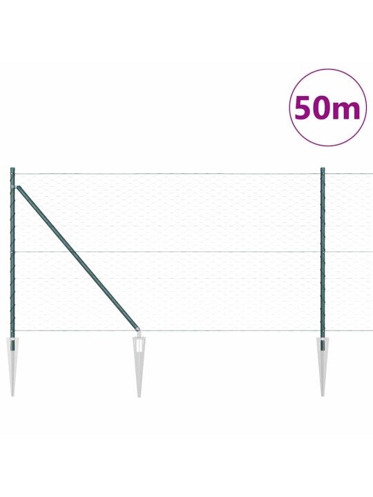 Žogs ar stabiem. zaļa 1 x 50 m pvc pārklāts tērauds