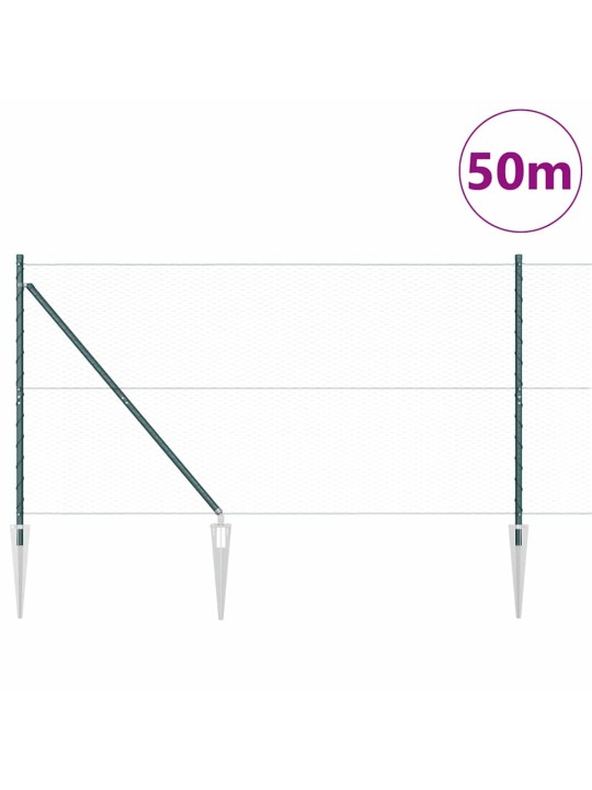Žogs ar stabiem. zaļa 1.2 x 50 m pvc pārklāts tērauds