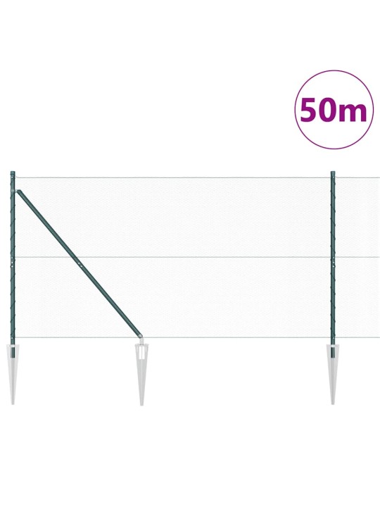 Žogs ar stabiem. zaļa 1.4 x 50 m pvc pārklāts tērauds