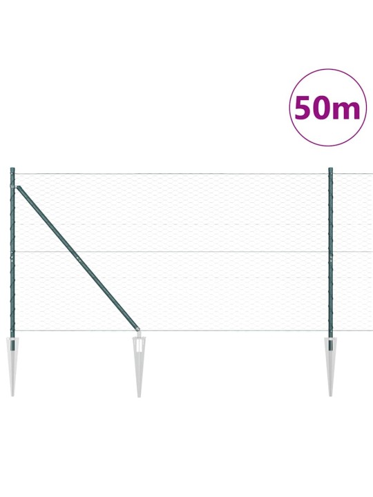 Žogs ar stabiem. zaļa 1.4 x 50 m pvc pārklāts tērauds