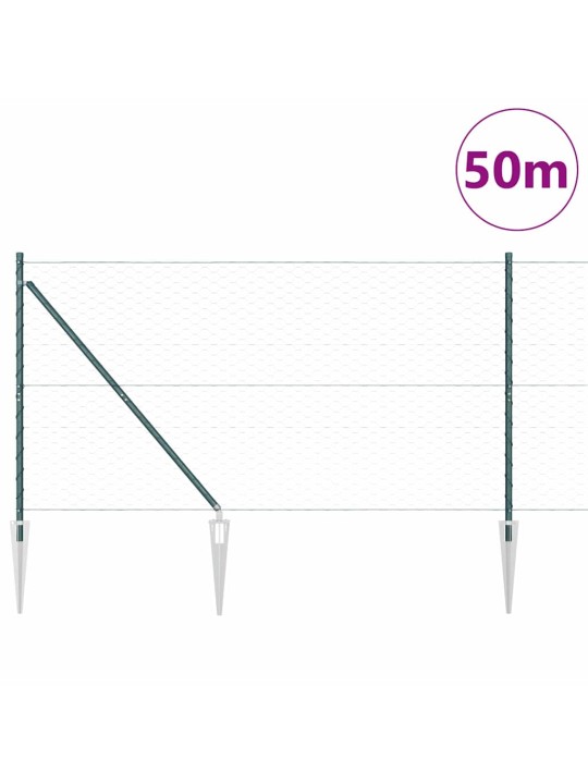 Žogs ar stabiem. zaļa 1.4 x 50 m pvc pārklāts tērauds