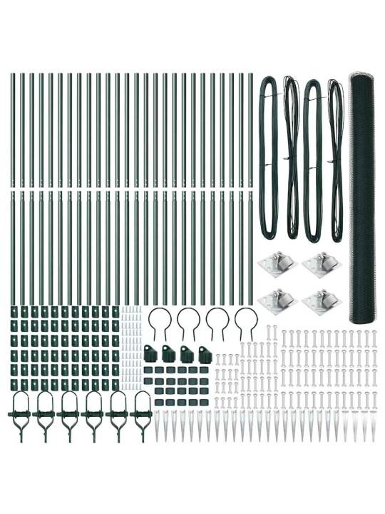 Žogs ar stabiem. zaļa 1.6 x 50 m pvc pārklāts tērauds
