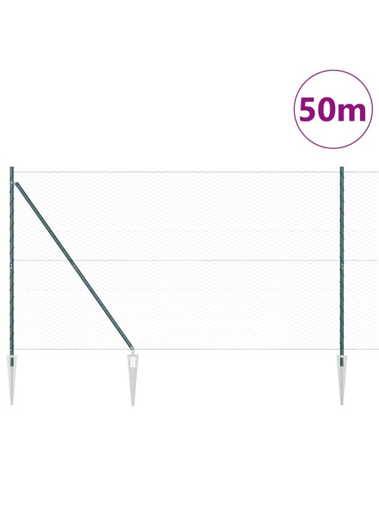 Žogs ar stabiem. zaļa 1.6 x 50 m pvc pārklāts tērauds
