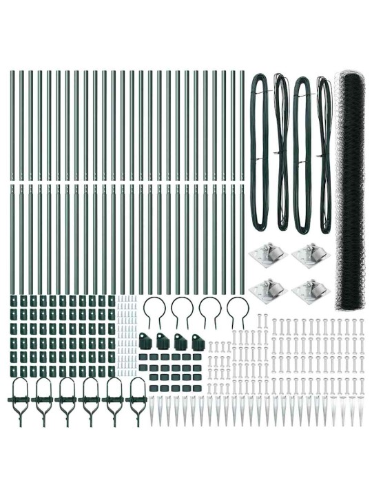 Žogs ar stabiem. zaļa 1.6 x 50 m pvc pārklāts tērauds
