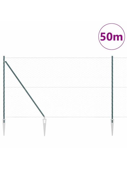 Žogs ar stabiem. zaļa 1.6 x 50 m pvc pārklāts tērauds