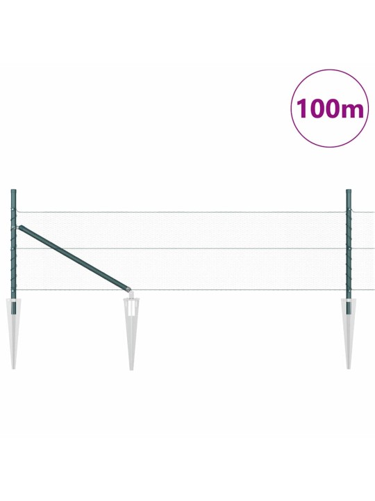 Žogs ar stabiem. zaļa 0.5 x 100 m pvc pārklāts tērauds