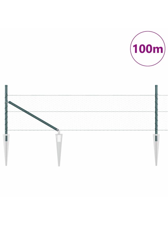 Žogs ar stabiem. zaļa 0.5 x 100 m pvc pārklāts tērauds