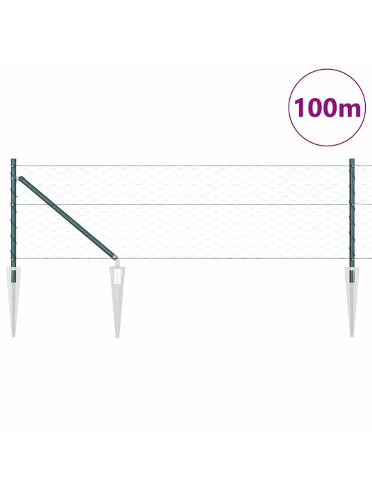 Žogs ar stabiem. zaļa 0.8 x 100 m pvc pārklāts tērauds