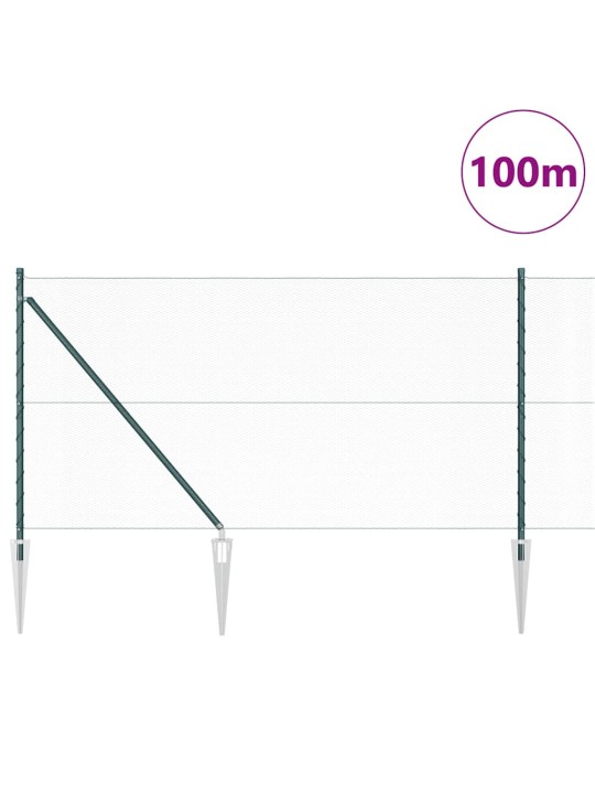Žogs ar stabiem. zaļa 1 x 100 m pvc pārklāts tērauds