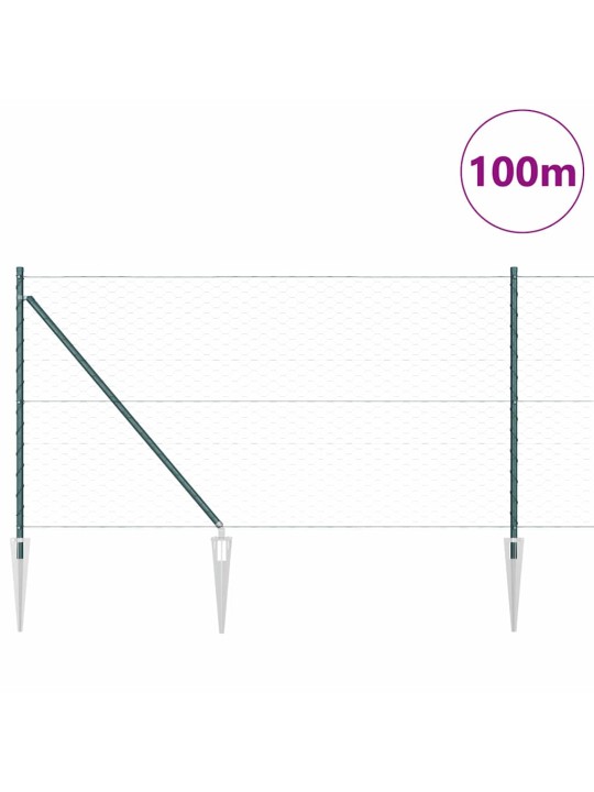 Žogs ar stabiem. zaļa 1 x 100 m pvc pārklāts tērauds